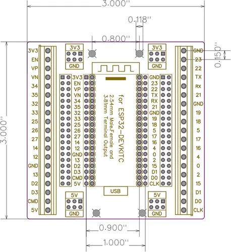 Vista 5 de whiteeeen para ESP32 Super Breakout Board 3.81mm / 0.15" Terminal GPIO Placa de expansión 3 tipos de salidas para ESP32-DevKitC ESP-WROOM-32 Bloque