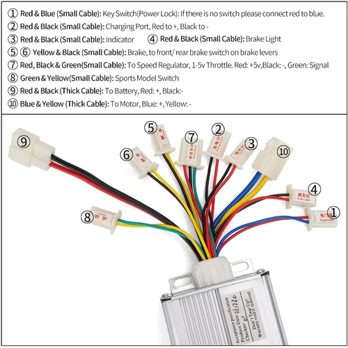 Vista 2 de Controlador 36v 1000w para scooter de motor eléctrico cepillado con terminal de conector de batería blanco