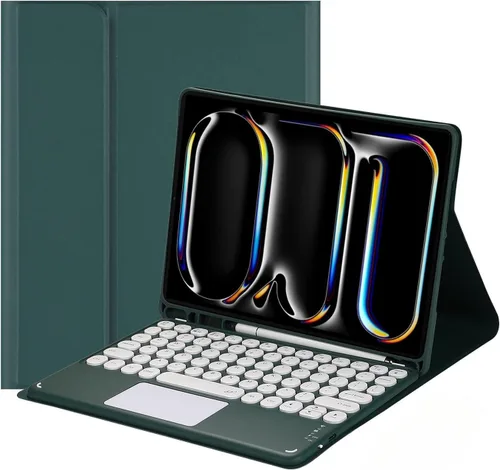 Vista 11 de Funda para teclado con panel táctil para Galaxy Tab S6 Lite de 10.4 pulgadas (2024/2022/2020) con soporte para bolígrafo S, teclas redondas