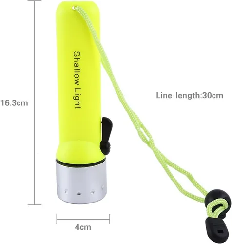 Vista 2 de Linterna de buceo LED, impermeable 180LM buceo luz LED antorcha con correa de mano para deportes submarinos