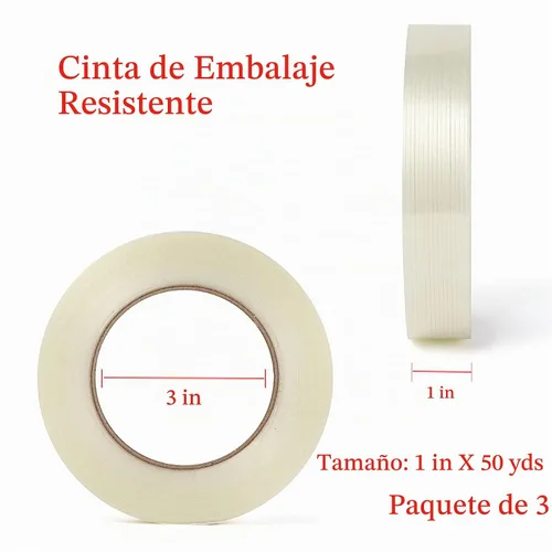 Vista 2 de Cinta de flejado de 5.5 mil x 1 pulgada x 50 yardas, cinta de flejado resistente de 1 pulgada, cinta de filamento reforzado con fibra de vidrio, 3