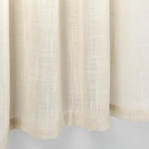 Vista 3 de 2 piezas de cortinas de aspecto de lino sólido y elegante, paneles totalmente cosidos, niveles de tratamiento de ventanas
