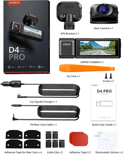 Vista 9 de Cámara de salpicadero Kingslim D4PRO delantera y trasera - Cámara de salpicadero dual para coche 4K + 2K con WiFi GPS, grabación interior opcional