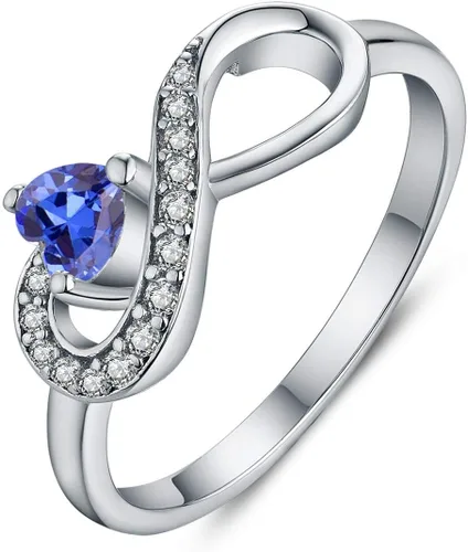 Vista 80 de Anillo Jo Wisdomo de compromiso. de plata esterlina, con corazón e infinito, anillo de amistad, para ella