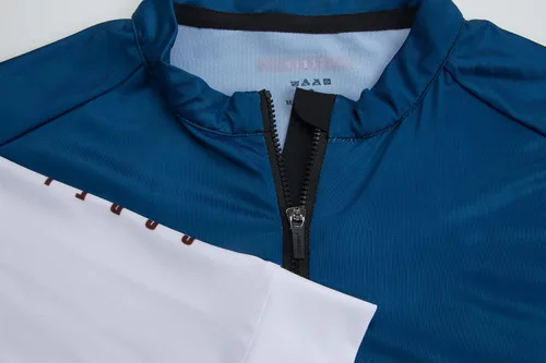 Vista 4 de GCRFL Camiseta de ciclismo para hombre, manga larga, camiseta de ciclismo de carretera, bolsillo con cremallera, ligera, ajuste profesional UPF 50+