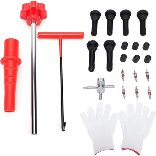 Vista 6 de Quick Change Tire Valve Tool Kit, Valve Stem Core Replacement Installation Tool with T Shape Hook for Cars ATVs Trucks Light Trailers Using TR413