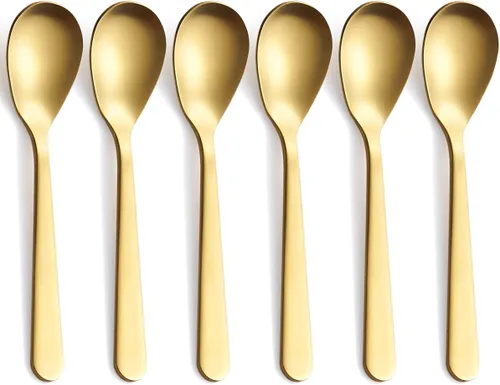 Vista 9 de Cucharas de café expreso Demitasse negro mate, acabado satinado de acero inoxidable, mini cucharaditas, cucharas de azúcar, 4.7 pulgadas, juego de 6