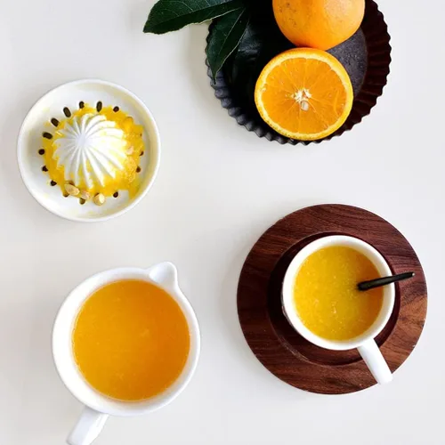 Vista 8 de Zerodeko Exprimidor manual de limón cítrico, exprimidor de jugo de frutas de cerámica, apto para lavavajillas, resistente y pomelo, color blanco