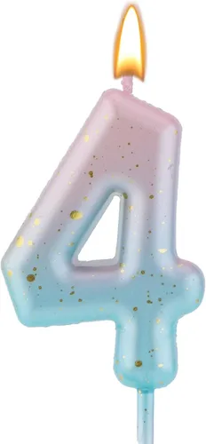 Vista 9 de Vela de letras con número de cumpleaños en degradé, velas de cumpleaños degradadas color rosa y azul para tartas