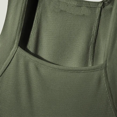 Vista 5 de Generic Camiseta sin mangas acanalada para hombre, corte cuadrado, camiseta sin mangas ajustada, ropa interior de verano, a la moda