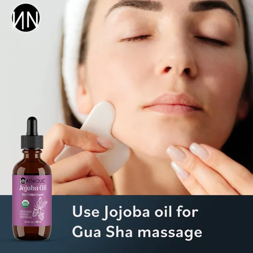 Vista 4 de Natnique Aceite de jojoba orgánico, cepillo incluido, certificado USDA, prensado en frío, sin refinar y sin hexano, hidratante puro para cabello
