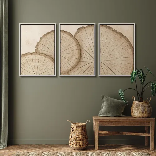 Vista 103 de SIGNFORD - Set de obras de arte en lienzo enmarcado para pared, ilustraciones abstractas de neblina del desierto en tonos neutros beige y marrón