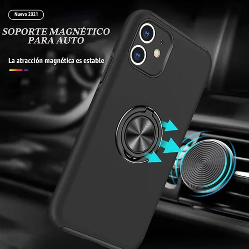 Vista 2 de Funda compatible con iPhone 11 con protector de pantalla de vidrio templado, funda para iPhone 11 negra para hombre, funda protectora delgada 2 en 1