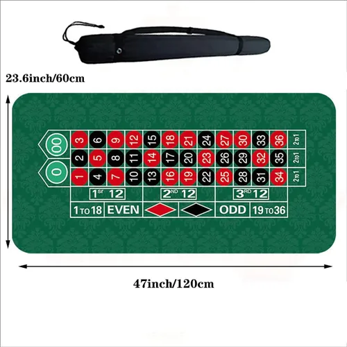 Vista 2 de Tapete de ruleta, 47 x 23.6 pulgadas, portátil, estilo casino, con bolsa de transporte para casino, fiesta, entretenimiento en casa
