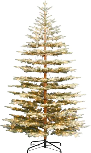 Vista 8 de Árbol de Navidad preiluminado de 7.5 pies con 450 LED blancos Árbol de capa verde