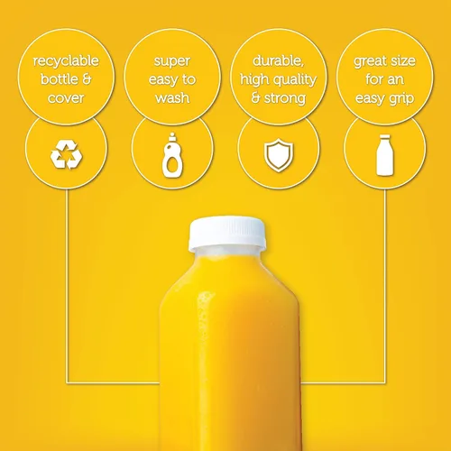 Vista 5 de Diplastible Botellas de jugo desechables de 12 onzas con tapas, paquete de 24