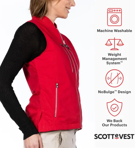 Vista 2 de SCOTTeVEST 101 chaleco de viaje para mujer 9 bolsillos ocultos Anti-Pickpocket