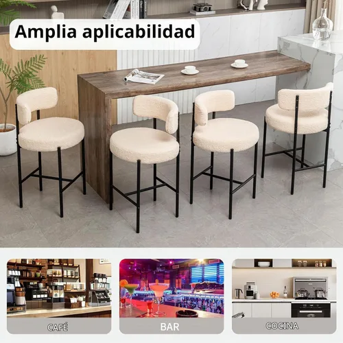 Vista 7 de Canxkun Taburetes de Bar Boucle Juego de 2, 24" Taburetes de Mostrador Modernos con Respaldos, Taburetes de Bar Tapizados para Isla de Cocina, Bar