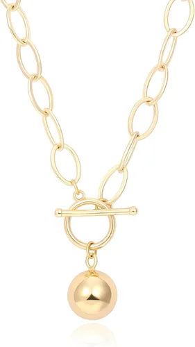 Vista 16 de Aobei Pearl Collar chapado en oro de 18 quilates con dije de cruz de corazón, corazón, estrella, león, mal de ojo, amor, medallón, clip de papel
