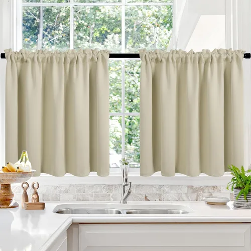 Vista 46 de Deconovo Cortinas opacas, aislamiento térmico, dobladillo para barra, reducción de ruido, certificado Oeko-TEX, cortinas de oscurecimiento