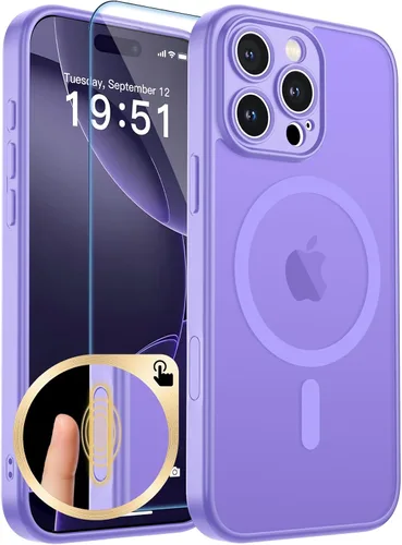 Vista 224 de zapica Funda magnética para iPhone Air, con protector de pantalla de vidrio templado, compatible con MagSafe, translúcida mate, a prueba de golpes