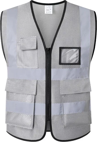 Vista 10 de Chaleco de seguridad reflectante para hombres y mujeres, chaleco de construcción que cumple con el estándar ANSI/ISEA