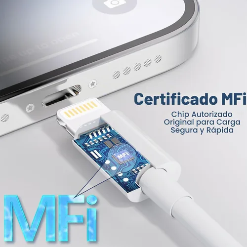 Vista 4 de Cargador de iPhone con certificación MFi para iPhone 5-14
