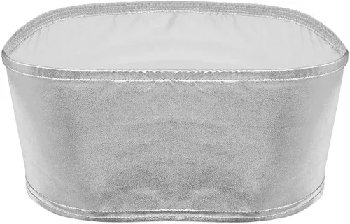 Vista 6 de TiaoBug Sujetador de mujer brillante metálico sexy sin tirantes con parte superior de tubo corto Rave Bandeau