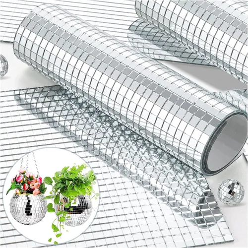 Vista 10 de 10800 piezas de azulejos de mosaico de espejo, azulejos de disco autoadhesivos de 5 x 5 mm, azulejos de disco de espejo cuadrado, pegatinas de bola