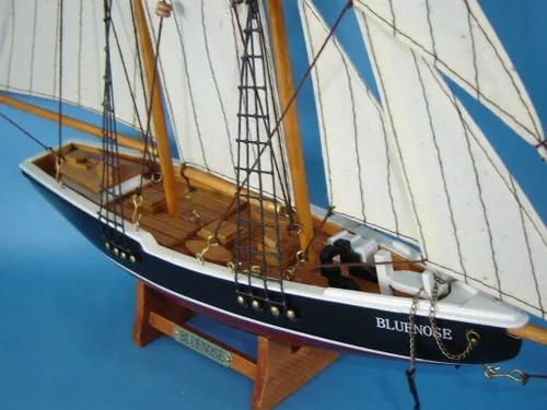 Vista 2 de Velero Bluenose, decoración náutica, artesanía, 17 pulgadas, rojo, negro