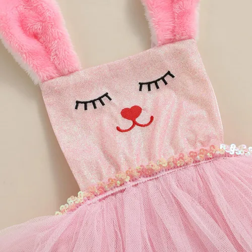 Vista 3 de Vestido de tutú de tul con lentejuelas y falda de conejo para bebé