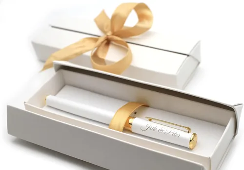 Vista 8 de Bolígrafo de metal personalizado de alta calidad + caja de regalo, diseño de un regalo verdaderamente único, grabado con láser, color rosa