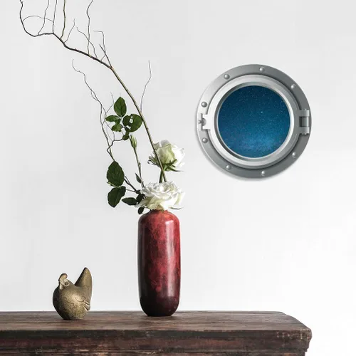 Vista 4 de Calcomanías 3D para ventana de avión de universo, calcomanía de pared para dormitorio de bebé, sala de estar, decoración de pared con temática