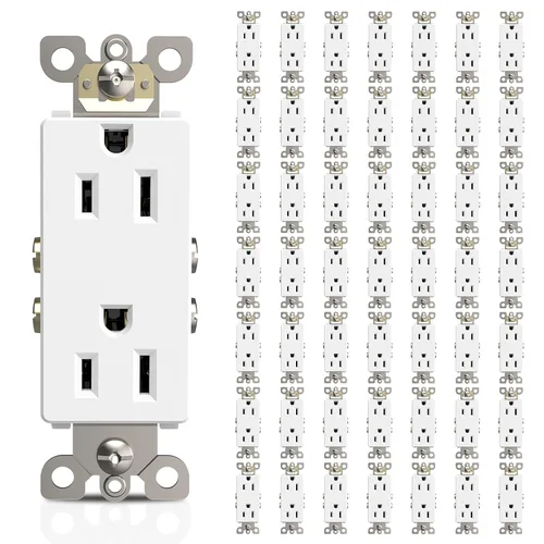 Vista 11 de ThunderWay Toma de corriente decoradora con placa de pared, toma eléctrica no resistente a manipulaciones, 15 amperios/125 V, autoconectada
