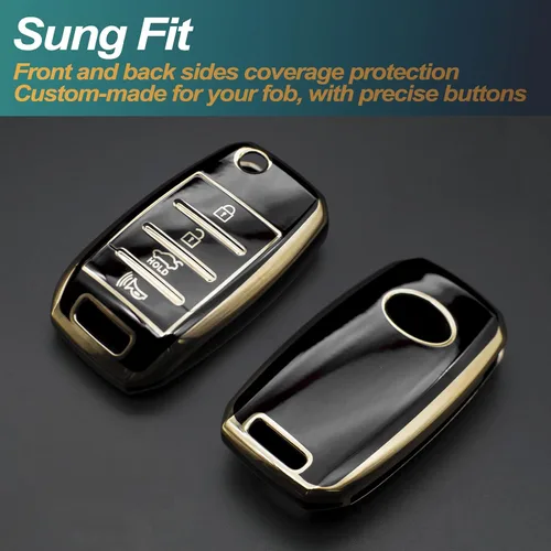Vista 3 de FEYOUN - Funda de poliuretano termoplástico con 4 botones inteligentes para la llave a control remoto del automóvil; funda compatible