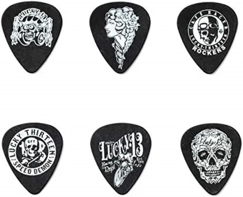 Vista 2 de Jim Dunlop Lata Lucky 13 Pick, surtido, 6 púas/lata