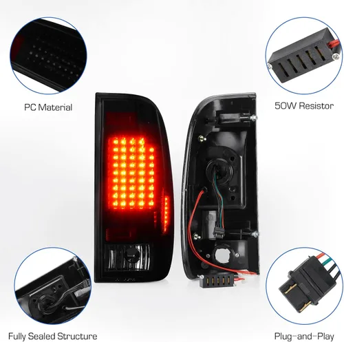 Vista 5 de Conjunto de luces traseras LED para Ford F150 1997-2004, para F250 Light Duty 1997-1999, para F250/F350/F450/F550 Super Duty 1999-2007