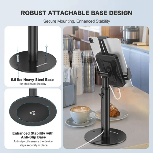 Vista 6 de AboveTEK POS - Soporte de quiosco para tableta, soporte universal de bloqueo para tabletas de 7.9 a 11 pulgadas, soporte de seguridad antirrobo