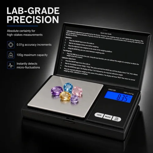 Vista 8 de Smart Weigh Digital Pocket Gram Scale 3.53 oz x 0.0004 oz, LCD
