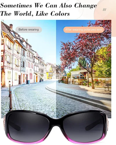 Vista 7 de LVIOE - Lentes de sol polarizadas para mujer, decoración de mariposa a la moda, para conducir y pescar, protección UV LS022
