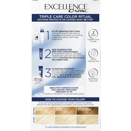 Vista 11 de L'Oreal Paris Excellence Crème Tinte Permanente para el Cabello, Color de Cabello de Triple Cuidado con Complejo Pro-Keratina para una Cobertura