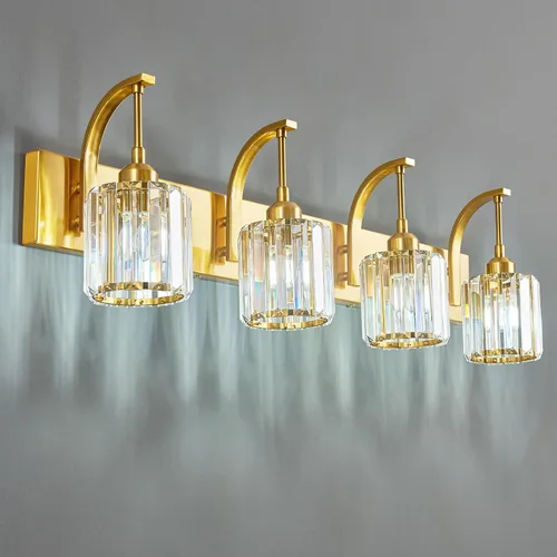 Vista 16 de Luces de tocador de cristal de 3 luces negras para tocador de baño, modernas lámparas de baño de cristal sobre espejo de 23.62 pulgadas de largo