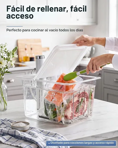 Vista 6 de EVERIE Contenedor Sous Vide de 12 cuartos de galón con tapa de bisagra y rejilla Sous Vide compatible con Breville Joule