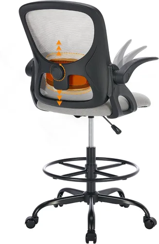 Vista 11 de LukkDys Silla de dibujo con brazos, silla de oficina alta para escritorios