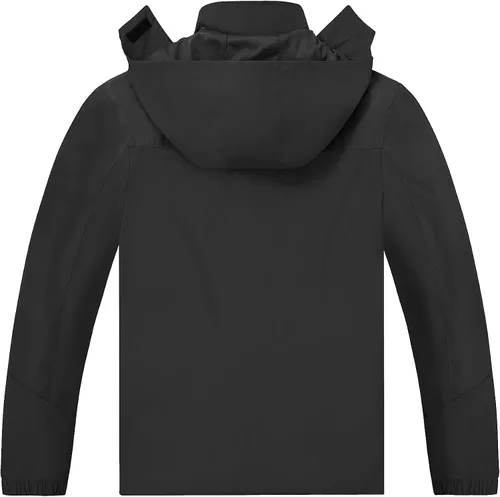 Vista 2 de TEZO Chaqueta impermeable para hombre, con capucha, rompevientos ligera