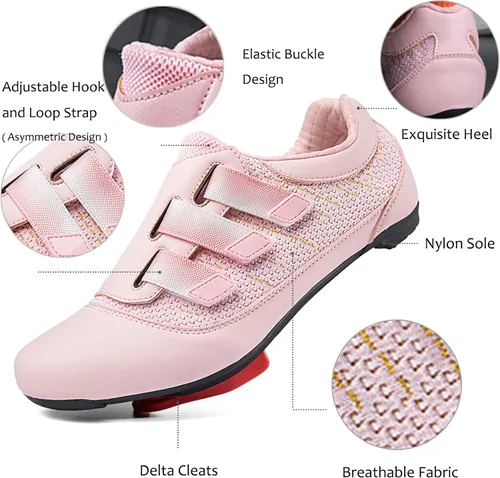 Vista 3 de NOXNEX Zapatos de ciclismo para hombre y mujer, compatibles con Peloton SPD Pedal Indoor Road Cycling Shoes