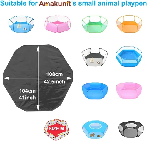 Vista 6 de Amakunft Tapete hexagonal impermeable para corralito de juegos, lavable, apto para corralito de animales pequeños (42.5 x 41 pulgadas), forro