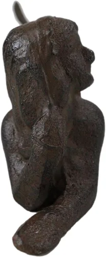 Vista 4 de Ebros Gift Sirena náutica de hierro fundido rústico de 9.5 pulgadas de largo con cola estirada, estatua de diosa del océano, princesa, playa