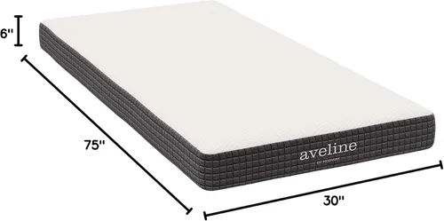 Vista 3 de Modway Aveline - Colchón de 6 pulgadas de espuma viscoelástica con infusión de gel con certificación CertiPUR-US, colchón estrecho de tamaño Twin