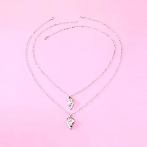 Vista 4 de Collar de pareja anillos para mujeres y hombres, collares a juego con corazón para parejas, novias y novias, regalo para el día de San Valentín